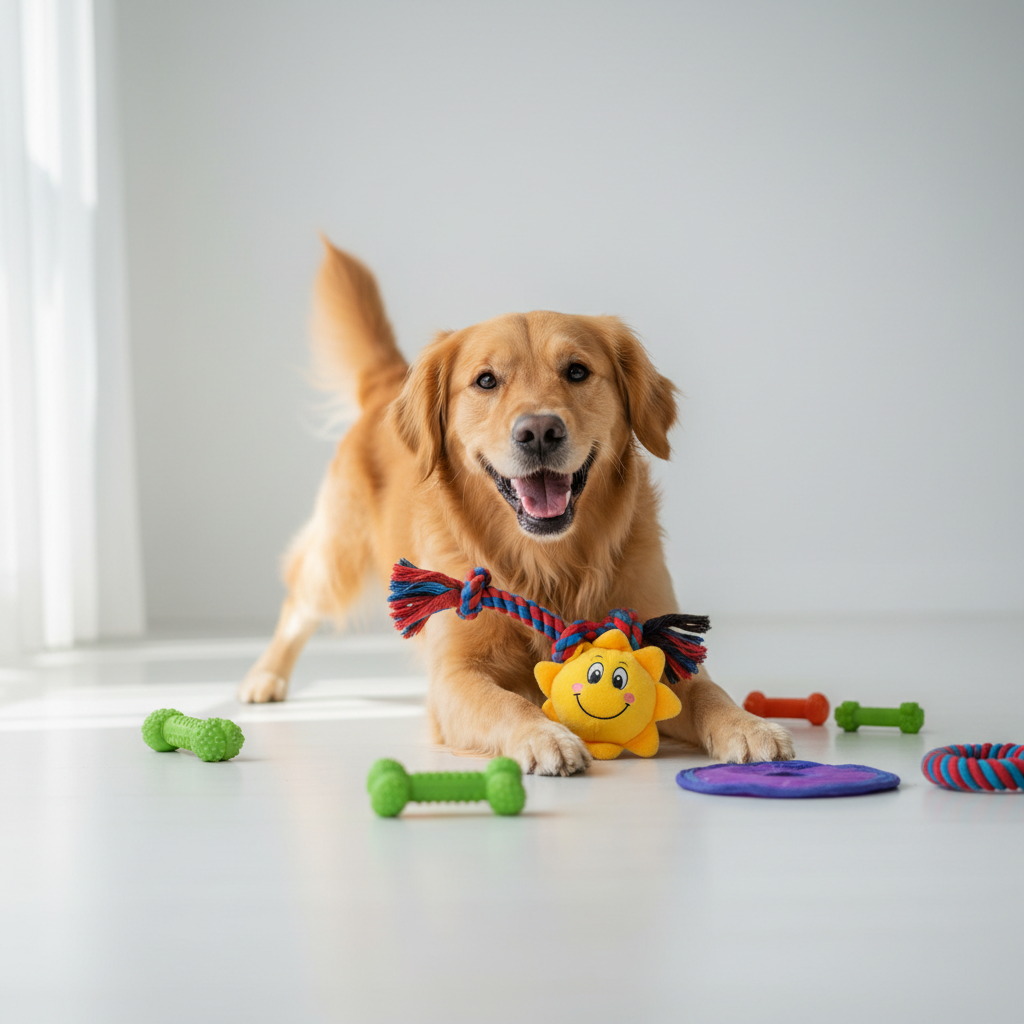 Dog Playing with Toys